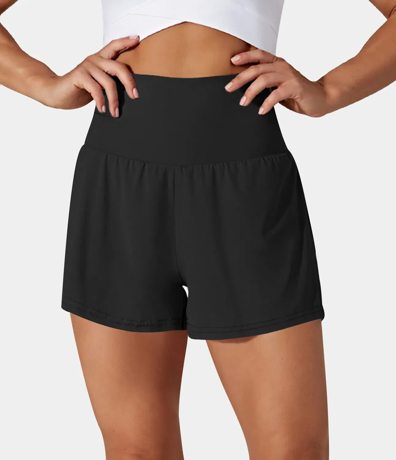 Hilara™ | 2-in-1 yogashort met hoge taille, achterzak en zijzak