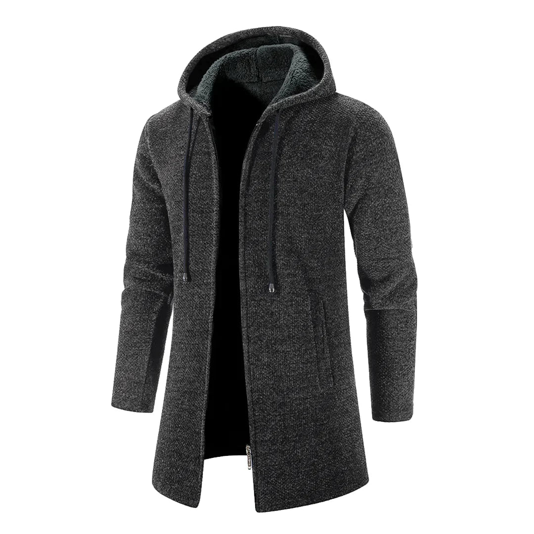 Jack - Mittellange Wollstrickjacke mit Kapuze