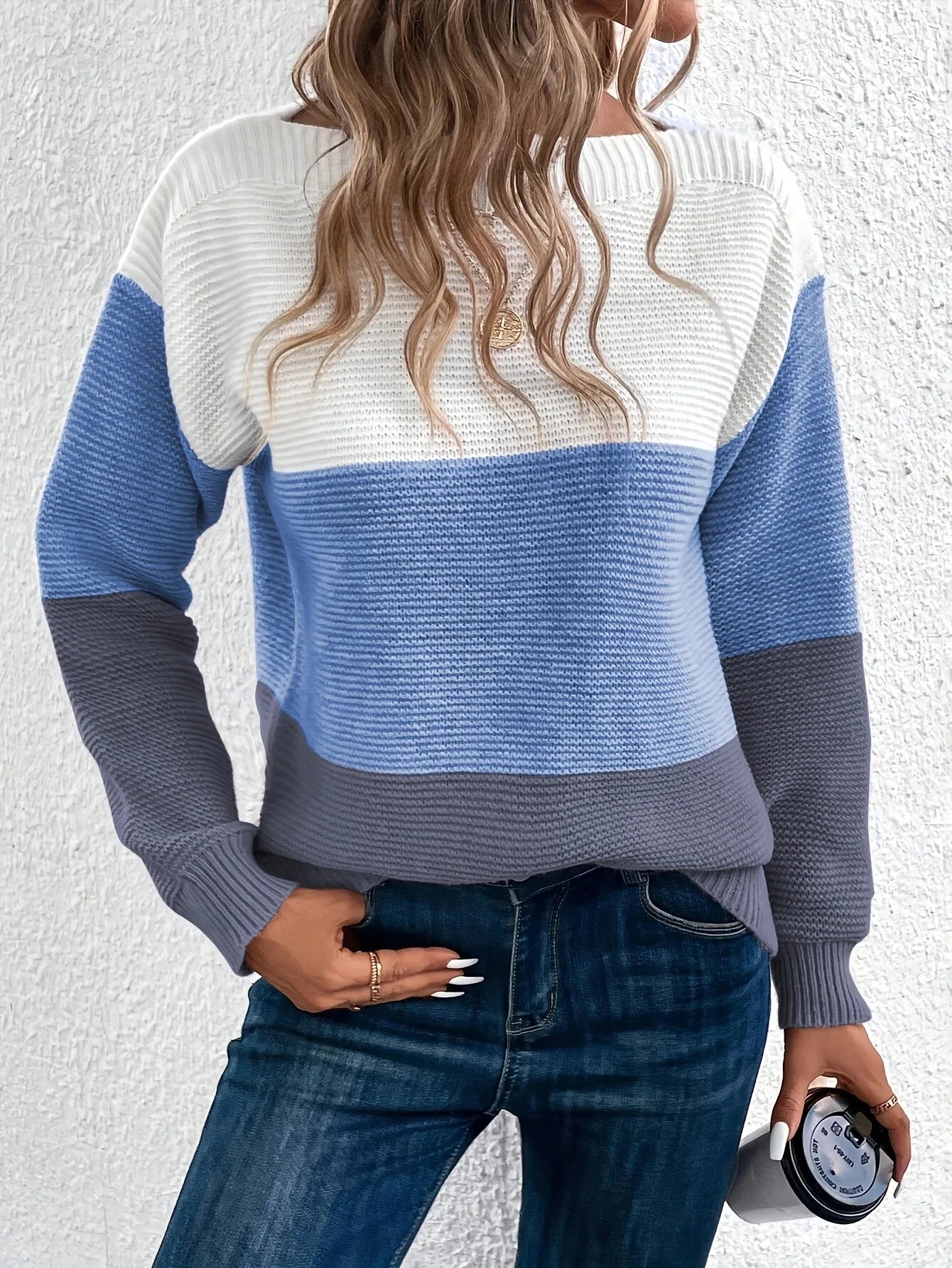 Jenna™ | Eleganter dreifarbiger Patchwork-Pullover