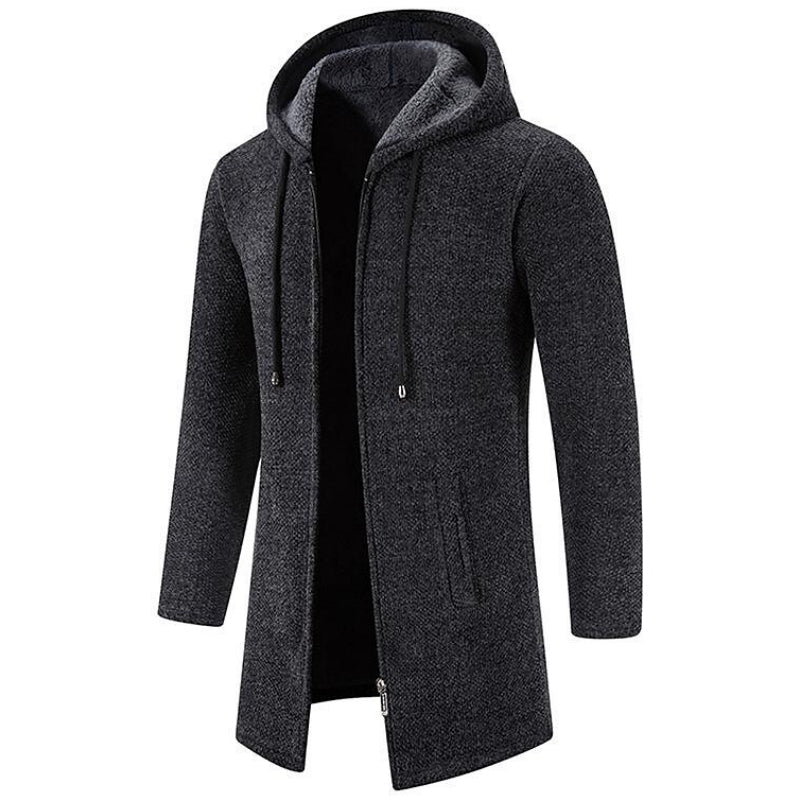 Jack - Mittellange Wollstrickjacke mit Kapuze